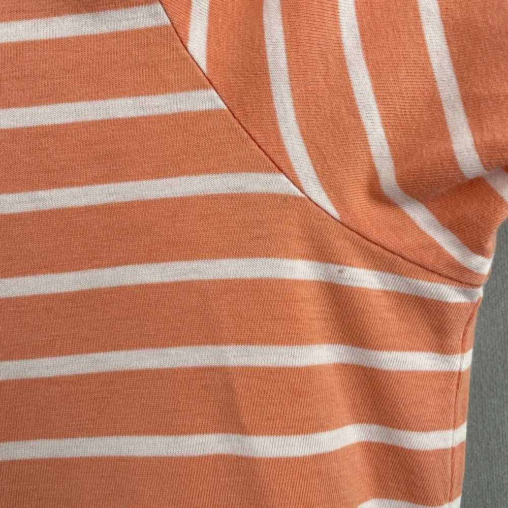 Polo Ralph Lauren Mens XL V-Neck T-Shirt Orange‎ White Striped Cotton Pony Logo